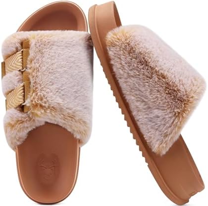 Women's Arch Support Slippers in Khaki (Adjustable)