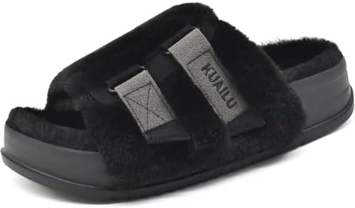 Women's Arch Support Slippers in Plush Black