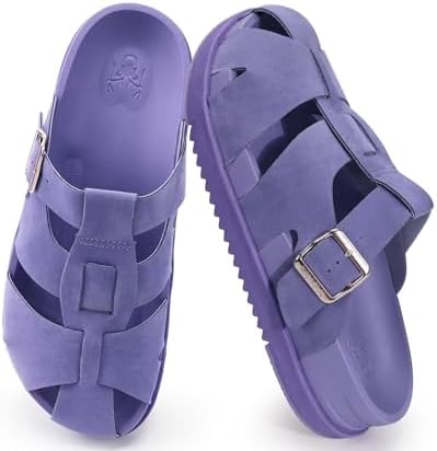 Womens Clogs Comfy Footbed Sandals Suede Mules Slip in Purple