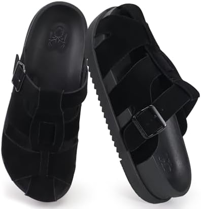 Womens Clogs Comfy Footbed Sandals Suede Mules Slip in Black