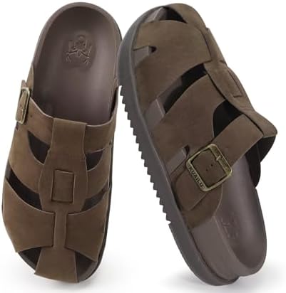 Womens Clogs Comfy Footbed Sandals Suede Mules Slip in Brown