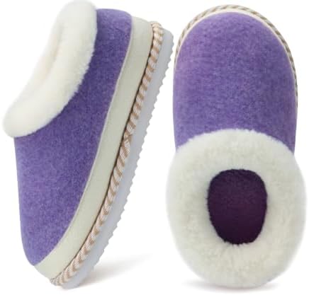 Womens Closed Toe Felt House Slippers Memory Foam in Purple