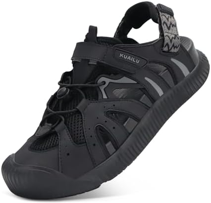 Womens Closed Toe Walking Sandals with Comfort Arch in Black