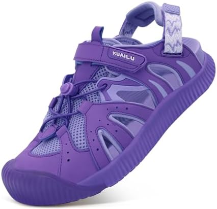 Womens Closed Toe Walking Sandals with Comfort Arch in Purple