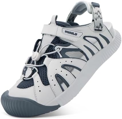 Womens Closed Toe Walking Sandals with Comfort Arch in Grey