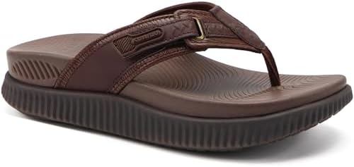 Womens Cushion Flip Flops Sandals with Arch Support in Dark Brown