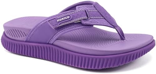 Womens Cushion Flip Flops Sandals with Arch Support in Purple