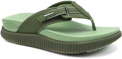 Womens Cushion Flip Flops Sandals with Arch Support in Green