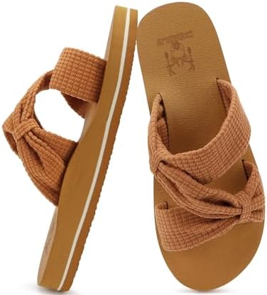 Womens Dressy Bow Sandals Arch Support Yoga Foam in Khaki