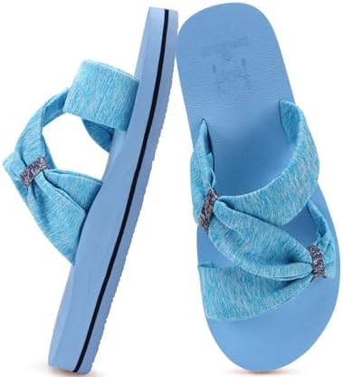 Womens Dressy Bow Sandals Arch Support Yoga Foam in Blue