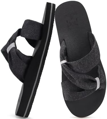 Womens Dressy Bow Sandals Arch Support Yoga Foam in Black