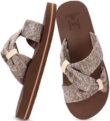 Womens Dressy Bow Sandals Arch Support Yoga Foam in Brown
