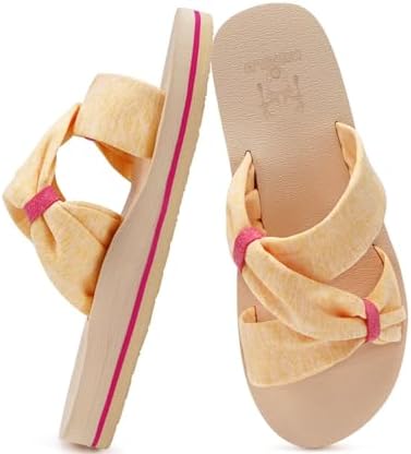 Womens Dressy Bow Sandals Arch Support Yoga Foam in Beige