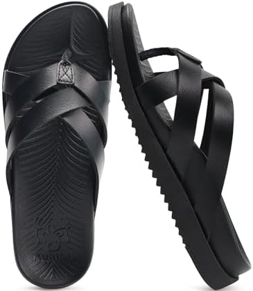 Womens Dressy Flip Flops Trendy Slides in Black