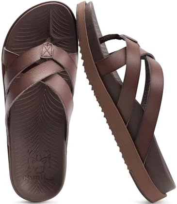 Womens Dressy Flip Flops Trendy Slides in Brown