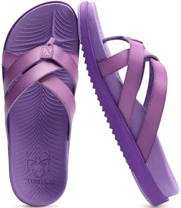 Womens Dressy Flip Flops Trendy Slides in Purple