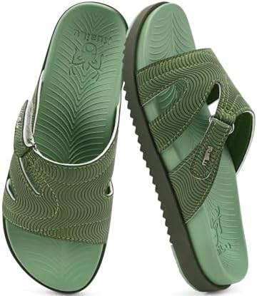 Womens Dressy Sandals Lightweight Cushion Slides in Green