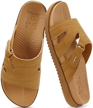 Womens Dressy Sandals Lightweight Cushion Slides in Khaki