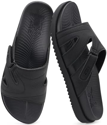 Womens Dressy Sandals Lightweight Cushion Slides in Black