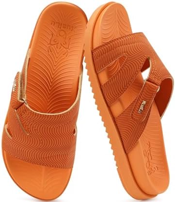 Womens Dressy Sandals Lightweight Cushion Slides in Orange