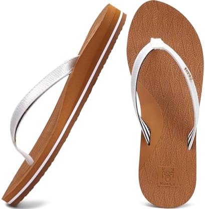 Womens Fashion Flip Flops Ladies Summer Beach Yoga in Khakiwhite