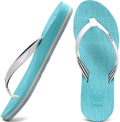Womens Fashion Flip Flops Ladies Summer Beach Yoga in Blue Silver