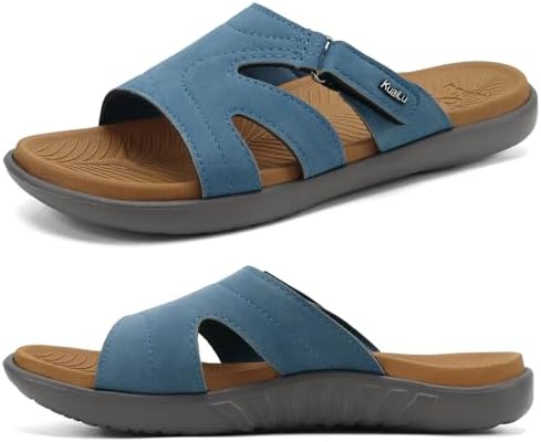 Womens Fashion Slides Arch Support Slip in Denim Blue