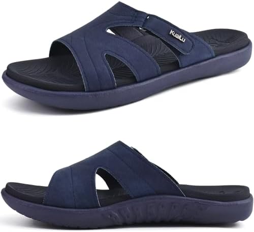 Womens Fashion Slides Arch Support Slip in Navy Blue
