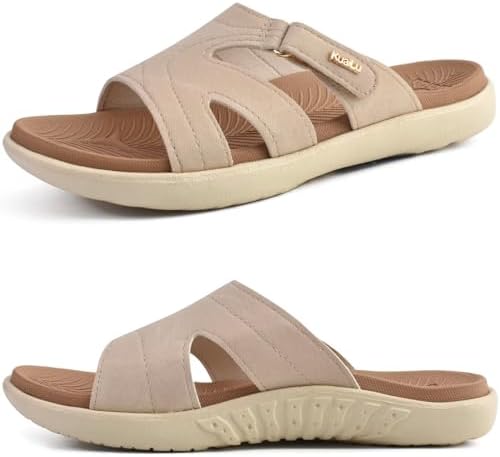 Womens Fashion Slides Arch Support Slip in Tan Beige