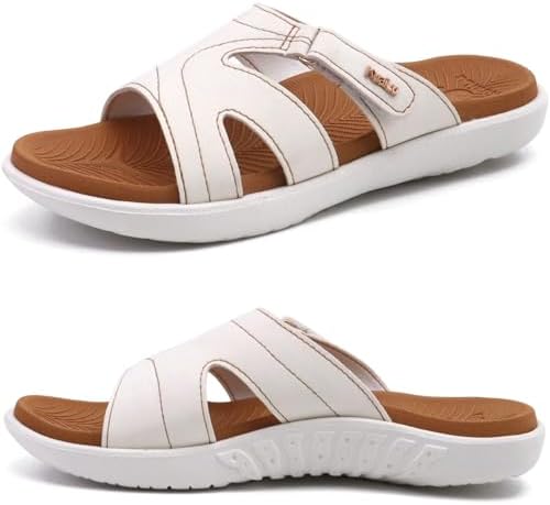 Womens Fashion Slides Ladies Lightweight Athletic Yoga in White Khaki