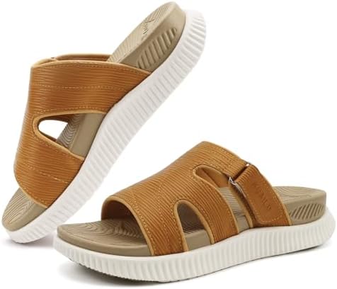 Womens Fashion Walking Thick Sandals Comfort Arch in Beige White