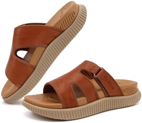 Womens Fashion Walking Thick Sandals Comfort Arch in Khaki Beige