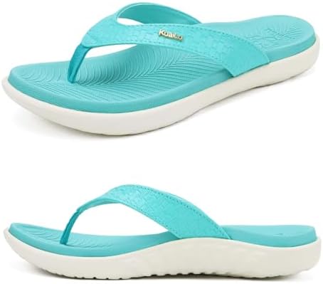 Womens Flip Flops Arch Support Yoga Mat Cushioned in Aqua Blue