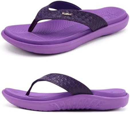 Womens Flip Flops Arch Support Yoga Mat Cushioned in Violet Purple