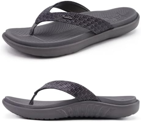 Womens Flip Flops Arch Support Yoga Mat Cushioned in Elegant Grey