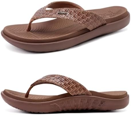 Womens Flip Flops Arch Support Yoga Mat Cushioned in Coffee Brown