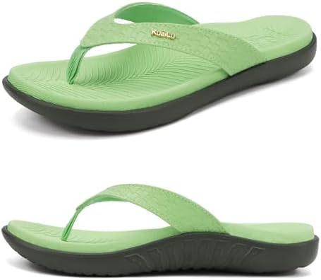 Womens Flip Flops Arch Support Yoga Mat Cushioned in Mint Green
