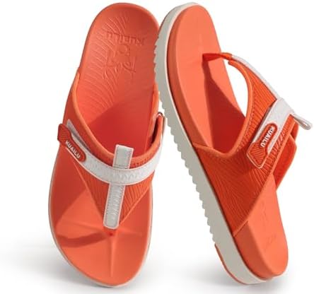 Womens Flip Flops Comfort Cushion Arch Support in Orange White