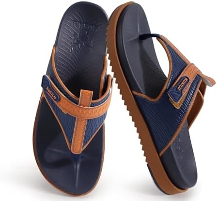 Womens Flip Flops Comfort Cushion Arch Support in Blue Khaki
