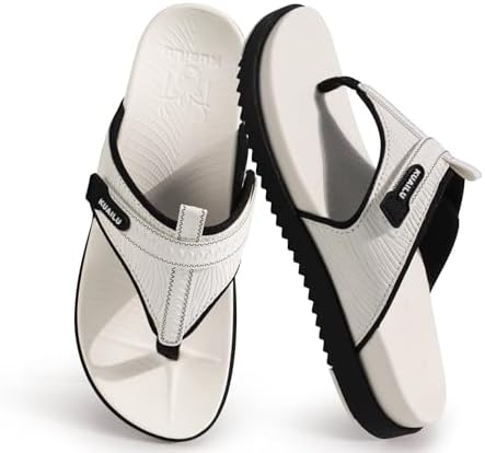 Womens Flip Flops Comfort Cushion Arch Support in White Black