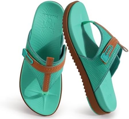 Womens Flip Flops Comfort Cushion Arch Support in Teal Khaki