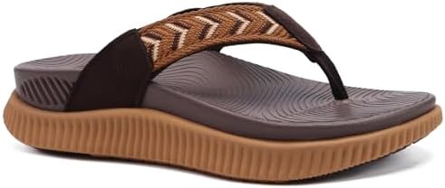 Womens Flip Flops with Arch Support Cushion in Khaki Brown