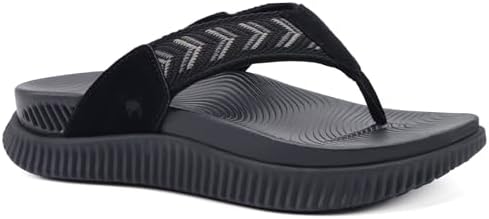 Womens Flip Flops with Arch Support Cushion in Black