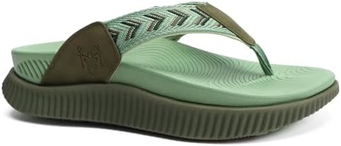 Womens Flip Flops with Arch Support Cushion in Green