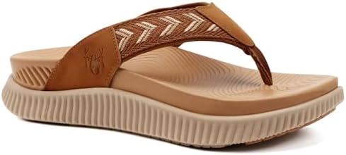 Womens Flip Flops with Arch Support Cushion in Khaki