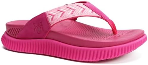 Womens Flip Flops with Arch Support Cushion in Rose Red
