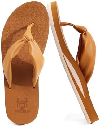Womens Flip Flops with Arch Support Yoga Mat in Khaki
