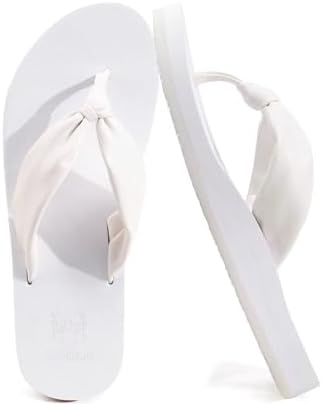 Womens Flip Flops with Arch Support Yoga Mat in White