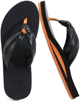 Womens Flip Flops with Arch Support Yoga Mat in Black Khaki