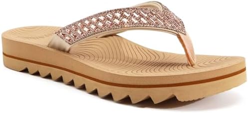 Womens Flip Flops with Arch Support Yoga Mat in Beige (2)